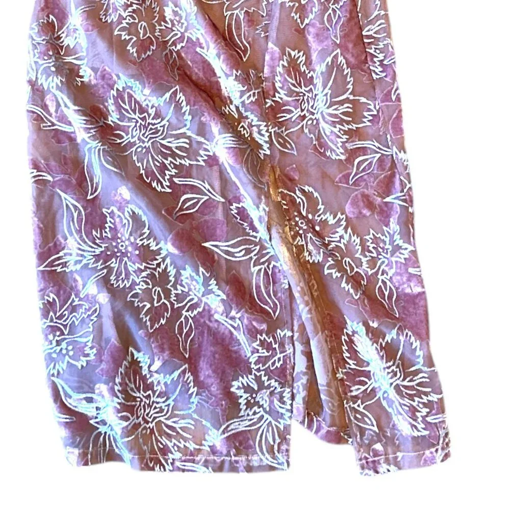 Lulus katrin mauve burnout velvet floral print midi dress - Picture 7 of 9
